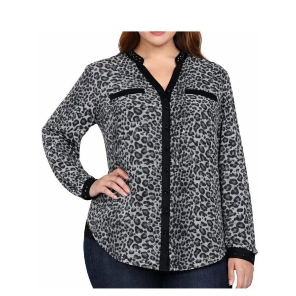 Torrid Leopard Semi-Sheer Tunic Size 3 3X Long Sleeve NWOT